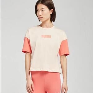 Puma T-Shirt Rebel NWT Cotton Colorblocked Cropped Logo Women’s Size Large